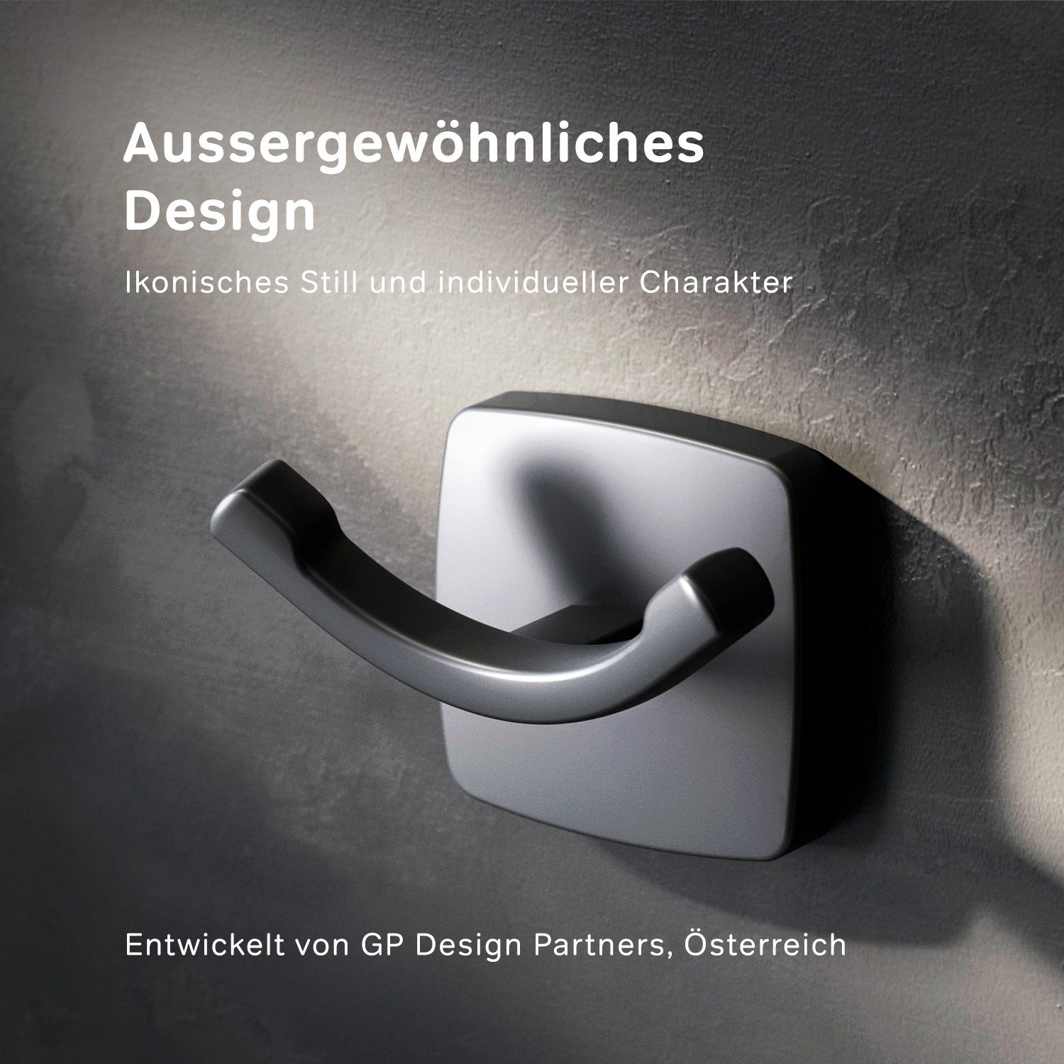 AM.PM Wandhaken Gem, Badezimmer, Küche, Dusche, (Ein Doppelhaken / Hakensatz), besteht aus hochwertigem Stahl, der Rost und Korrosion widersteht