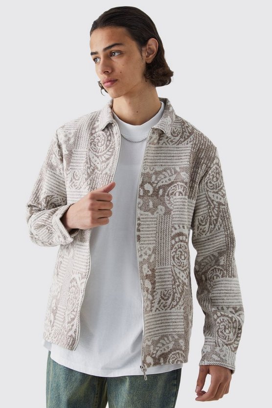 Patchwork Bandana Overshirt mit Reißverschluss