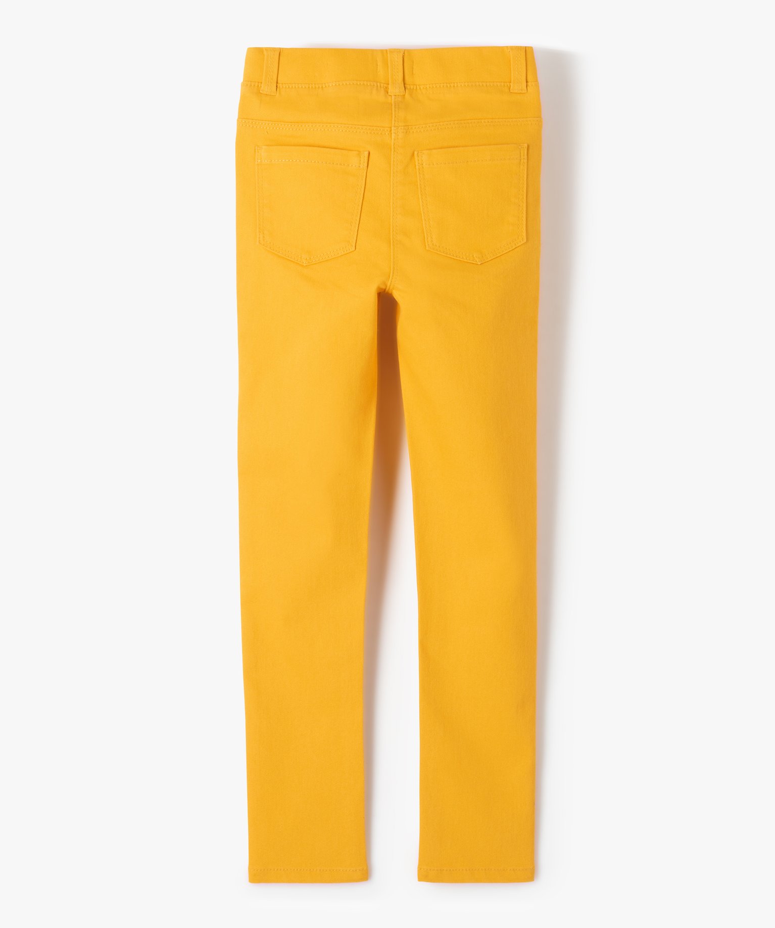 Pantalon skinny uni à taille élastiquée fille jaune | GEMO