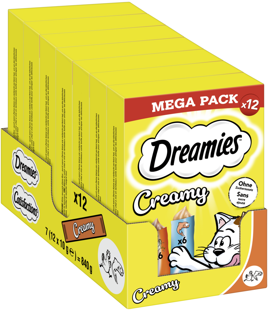 Dreamies Snacks Dreamies Creamy Mega Pack Huhn und Lachs 12x10g