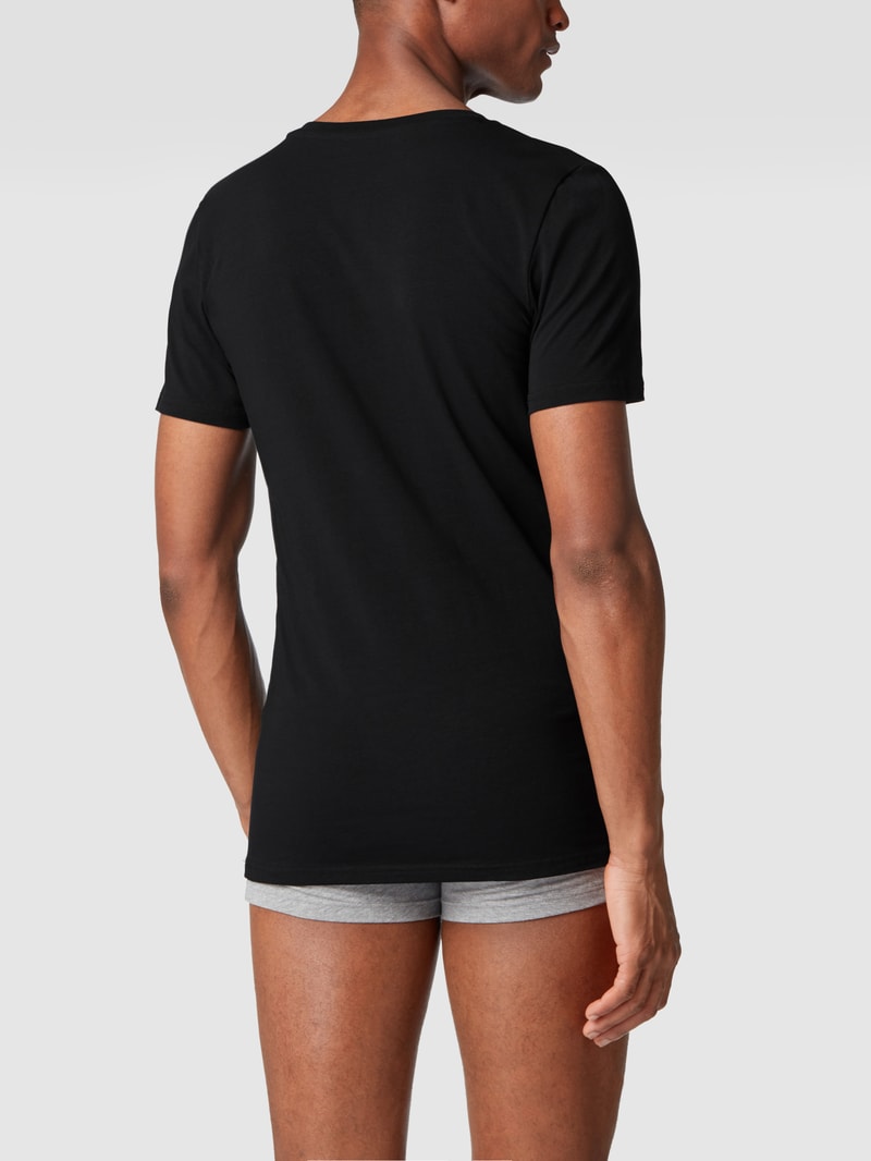 T-Shirt mit Stretch-Anteil im 2er-Pack Modell 'Caris' in schwarz