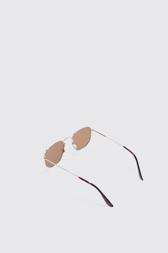 Sechseckige Metall-Sonnenbrille