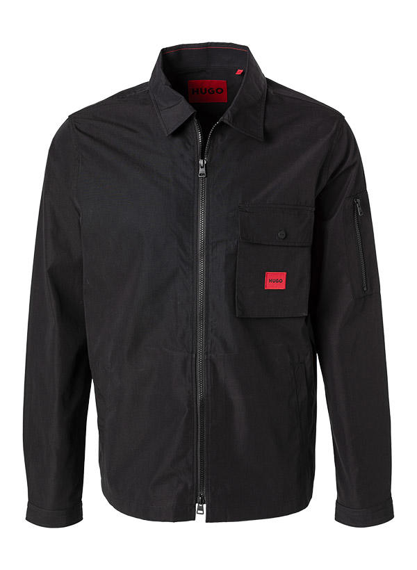 HUGO, Overshirt, Baumwoll-Stretch, schwarz
