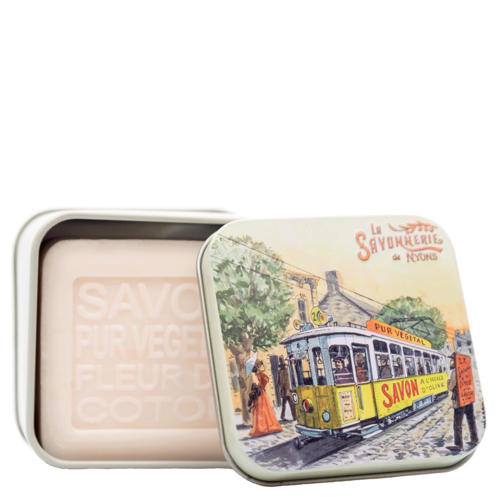 La savonnerie de nyons Savon 100g Fleur de Coton et Boîte Métal Tramway Savon