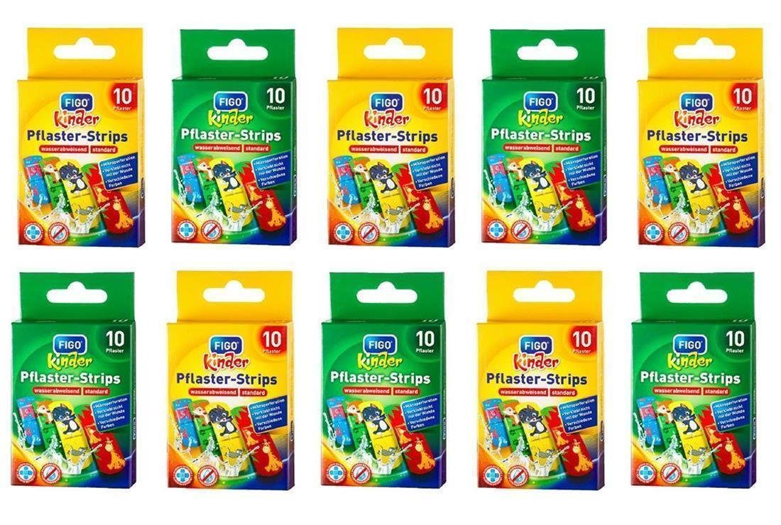 Fixierpflaster 100 Stück FIGO Kinderpflaster verschiedene Motive, 10 Packungen + 1