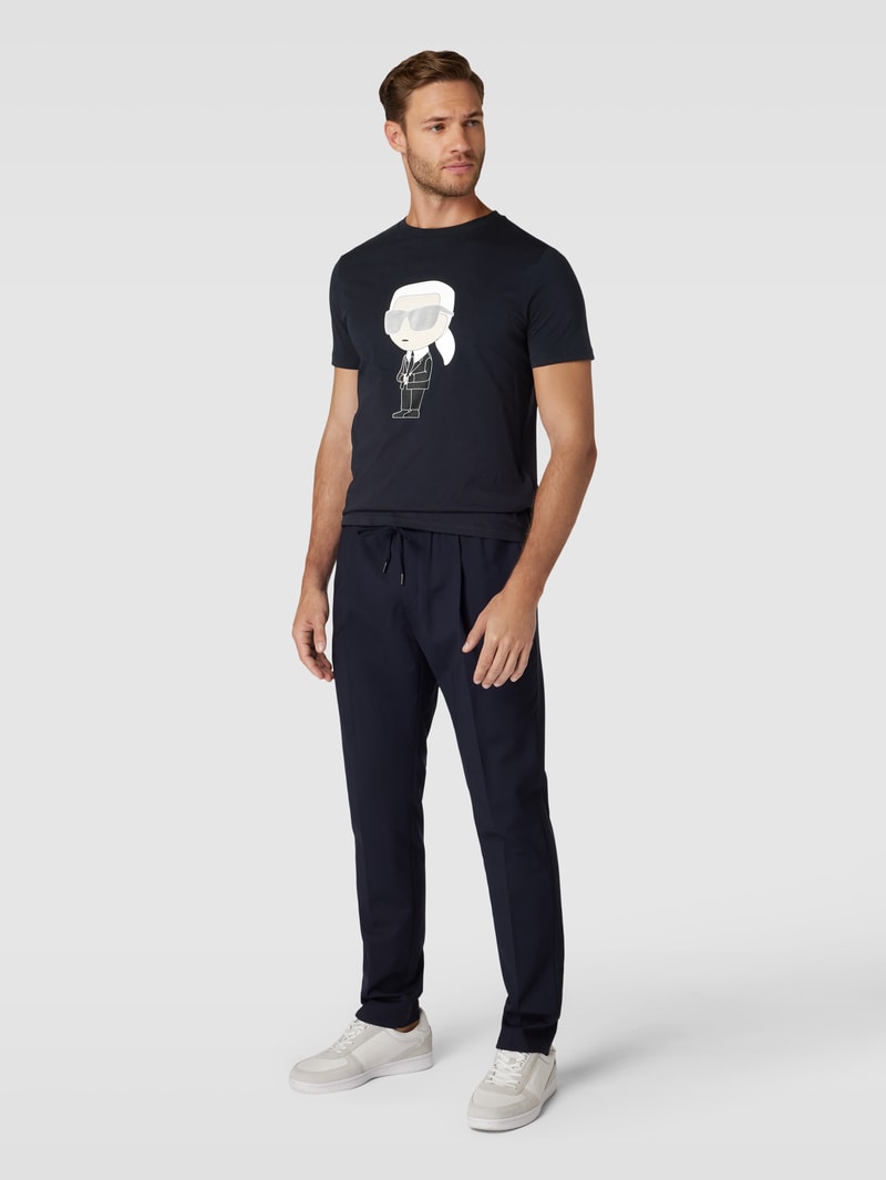 T-Shirt mit Motiv-Print in marineblau