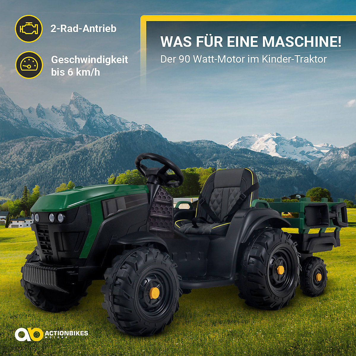 Kinder Elektroauto Kindertraktor mit Anhänger - TD925 - Staufach - Schaufel