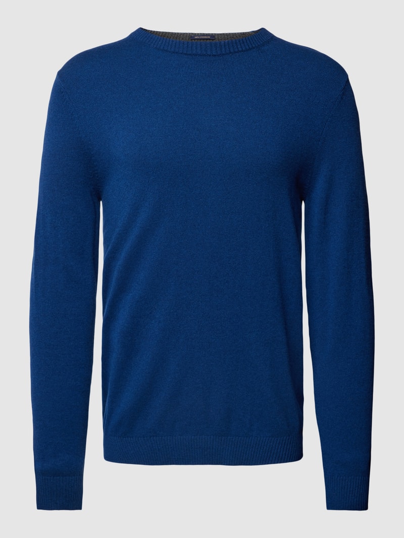 Strickpullover aus Kaschmir mit Rundhalsausschnitt in marineblau meliert