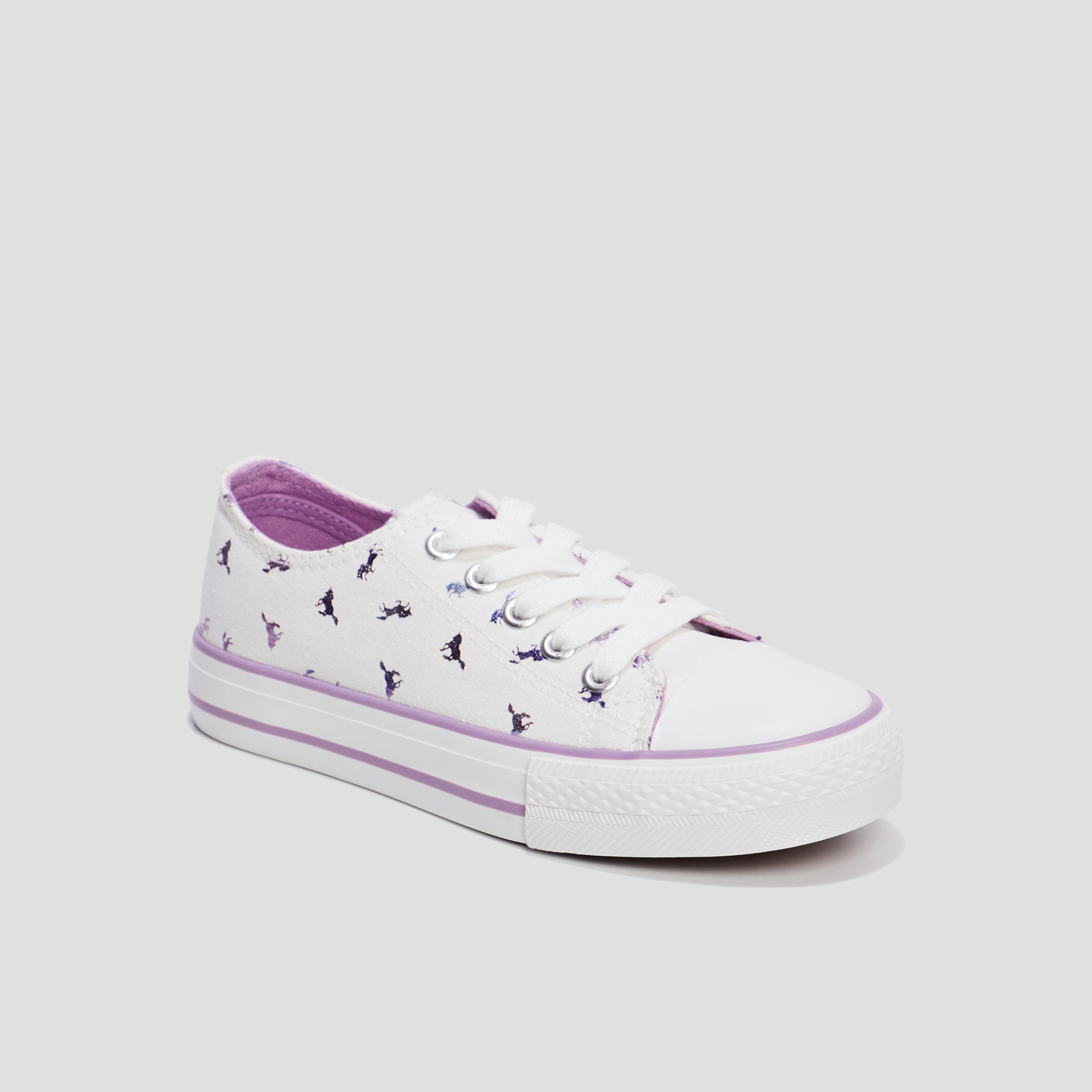 Tennis en toile à lacets Creeks blanc fille | La Halle