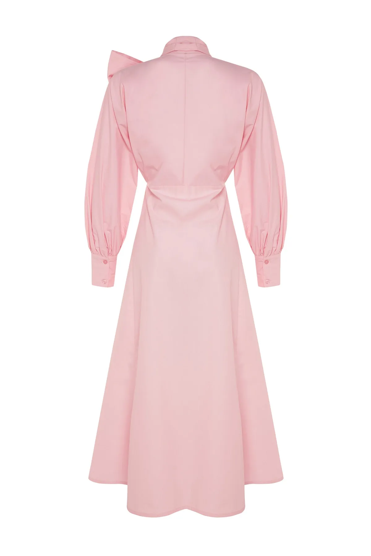 Trendyol Modest  X Kevser Sarıoglu Rosa Kleid aus 100 % gewebtem Baumwollpopeline mit breitem Gürtel TCLSS23DB00009