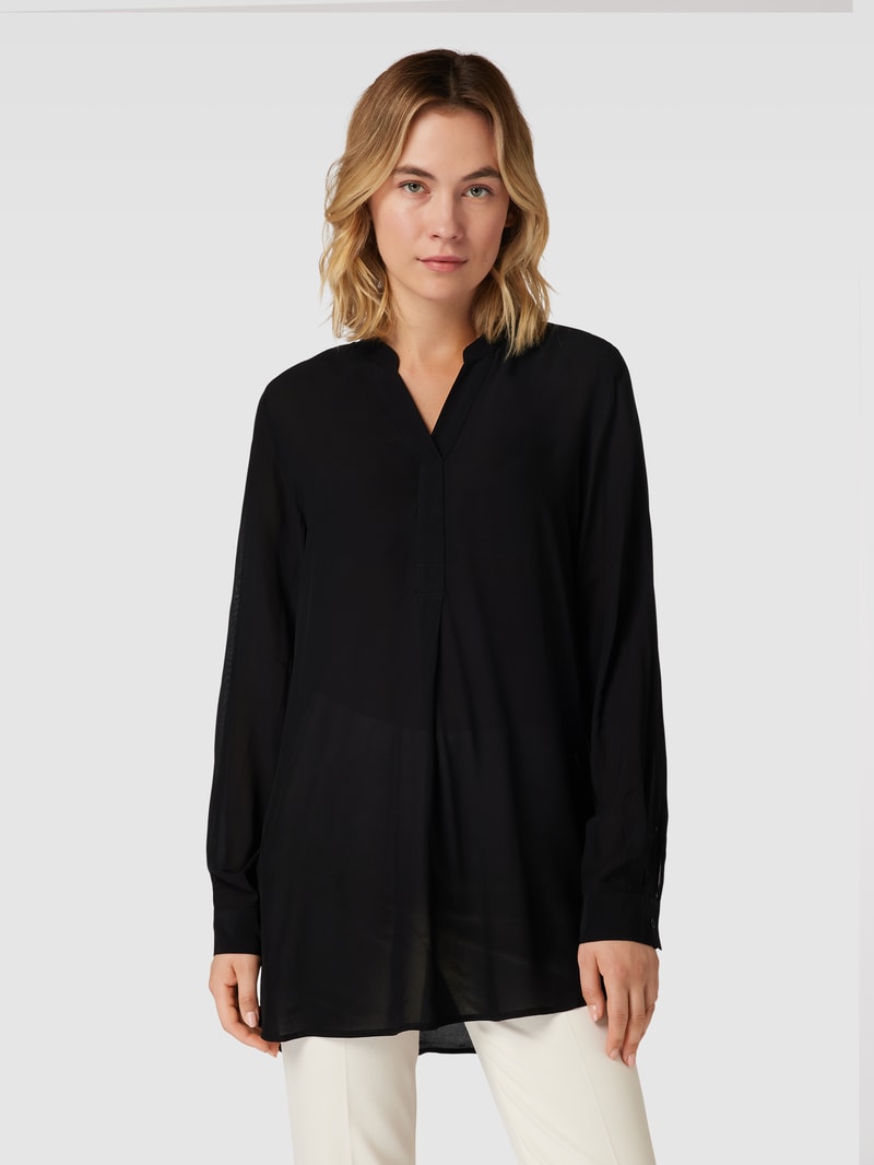 Bluse mit Serafino-Ausschnitt Modell 'Facura' in schwarz