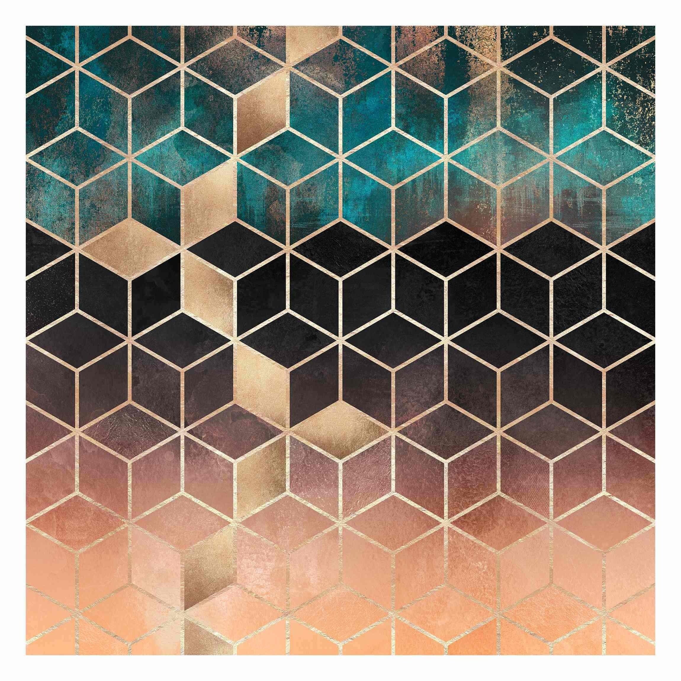 Bilderdepot24 Vliestapete Abstrakt Türkis Rosé goldene Geometrie Tapete Wanddeko Modern Kunst, Glatt, Matt, (Inklusive Gratis-Kleister oder selbstklebend), Wohnzimmer Schlafzimmer Küche Flur Fototapete Motivtapete Wandtapete