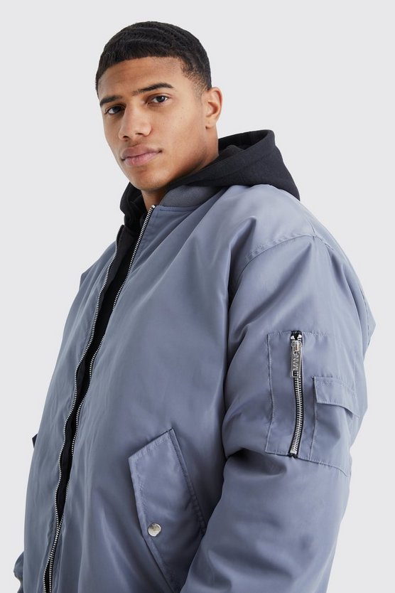 Oversize Ma1 Bomberjacke mit Jersey-Kapuze
