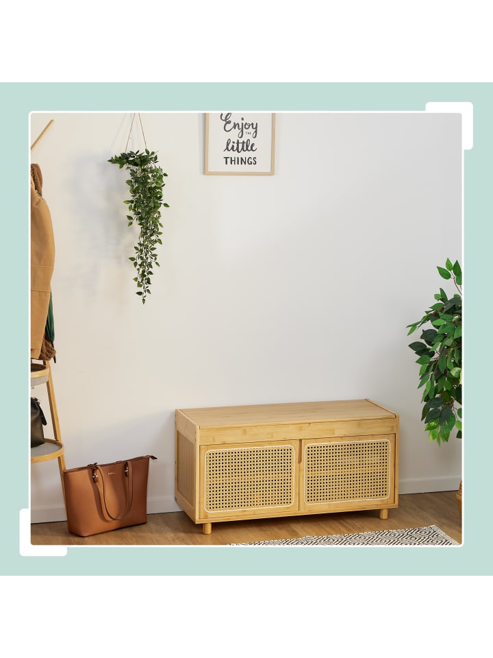 relaxdays Schuhbank in Natur - (B)90 x (H)45 x (T)37 cm günstig kaufen onesize