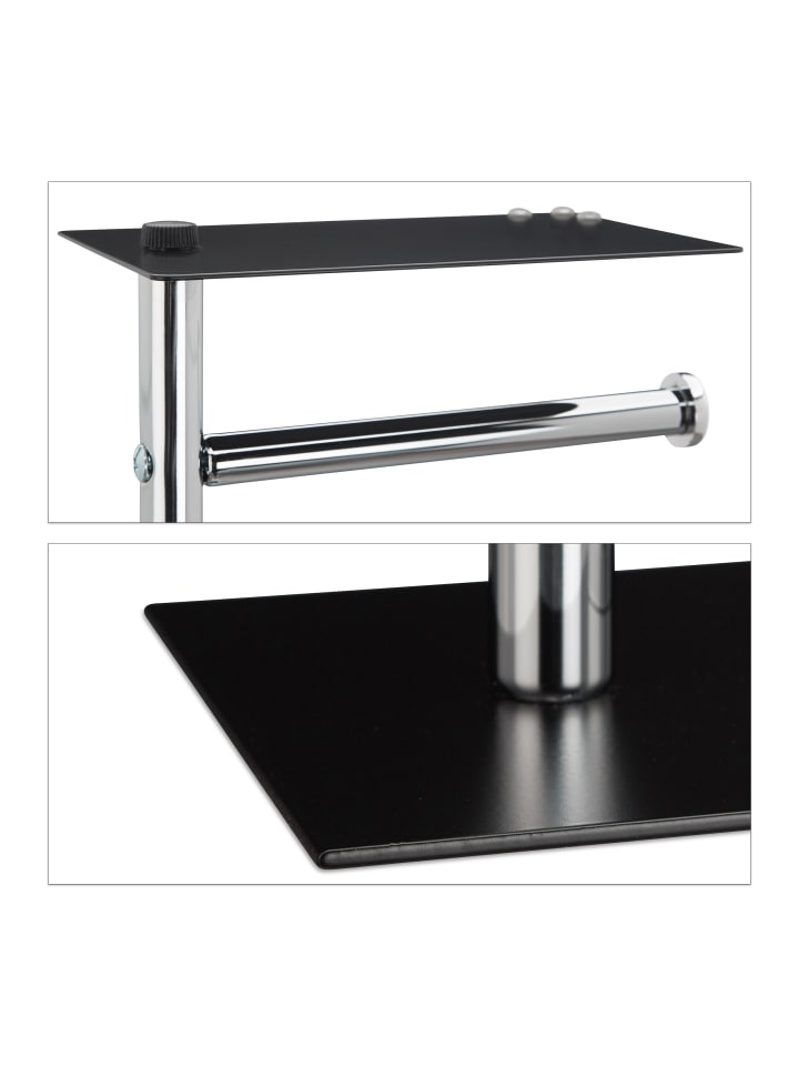 relaxdays WC Garnitur in Schwarz/Silber - (B)20 x (H)66 x (T)13 cm günstig kaufen onesize