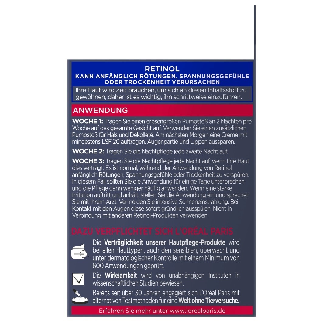 Laser Gepresste Anti-Falten Pflege Nacht mit Retinol + Niacinamid