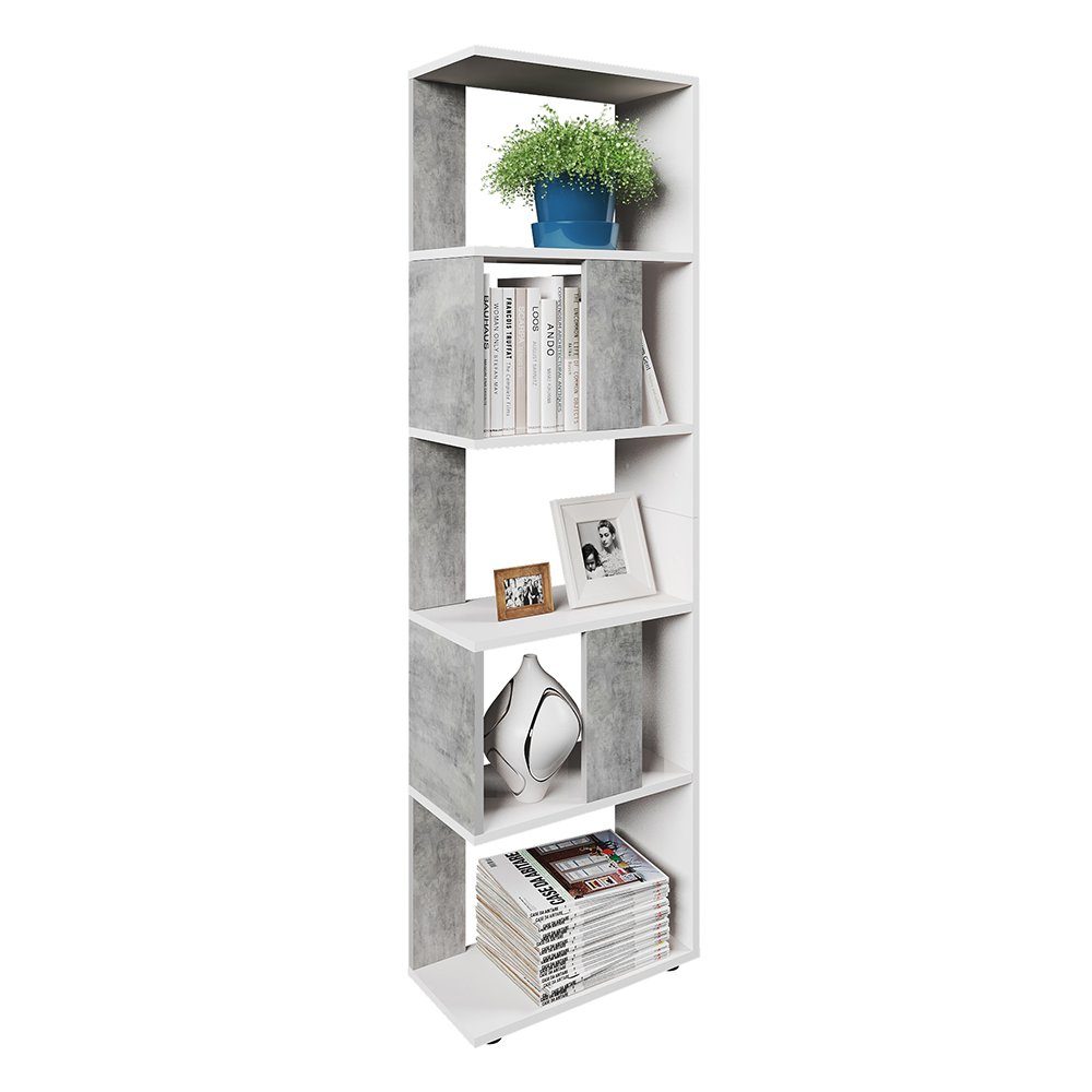 Vicco Raumteiler Bücherregal Standregal Klein Weiß Beton
