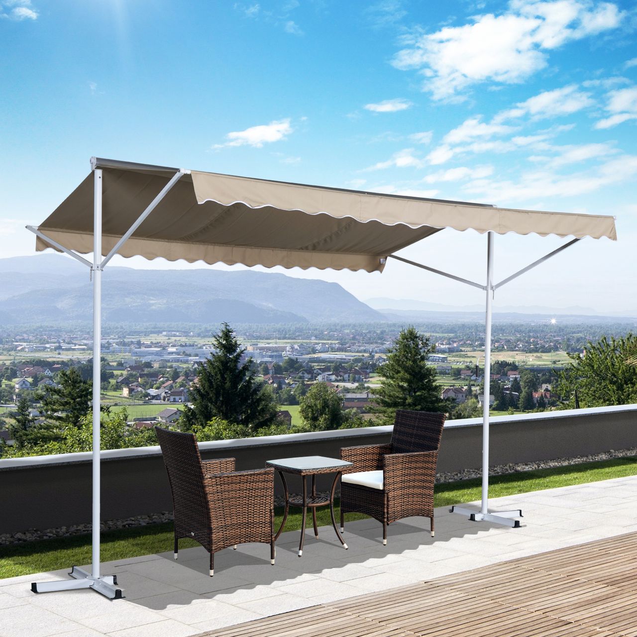 Outsunny Standmarkise, Creme 2,95x2,94m