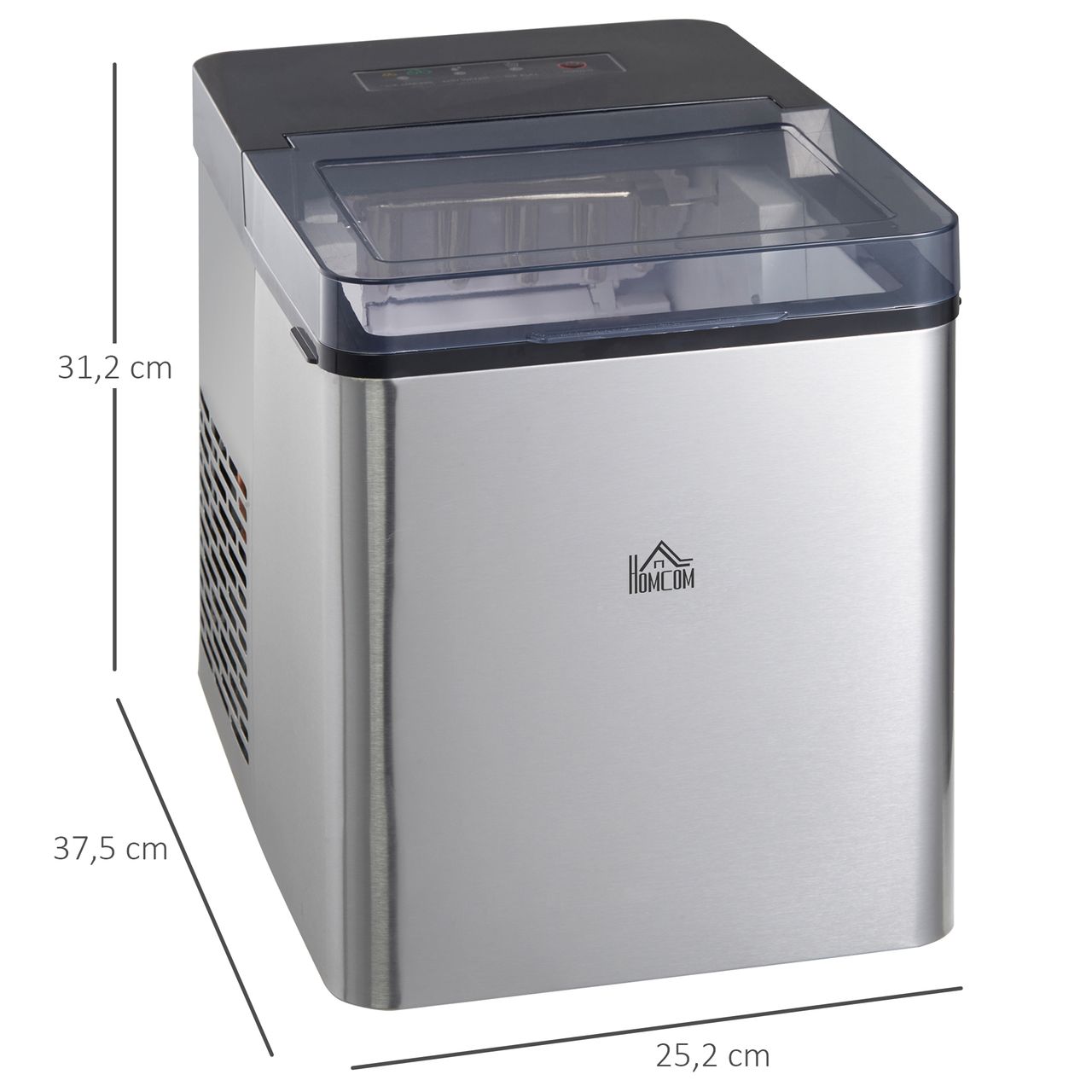 HOMCOM Eiswürfelmaschine, 15 kg/24h 1,6 L Eiswürfelbereiter Ice Maker Schwarz