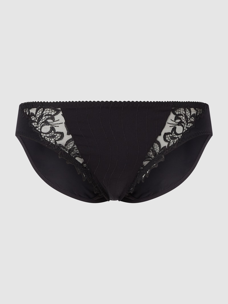 PLUS SIZE Slip mit Kontrasteinsatz Modell 'Deauville' in schwarz