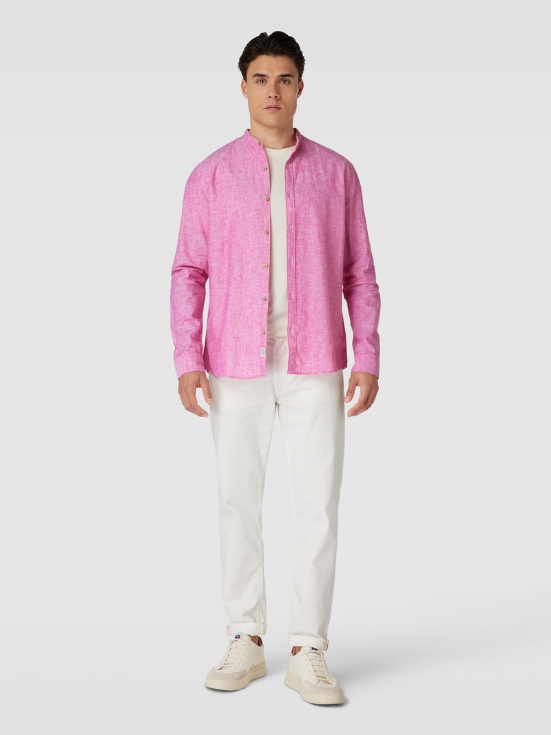 Tailored Fit Freizeithemd mit Stehkragen in pink