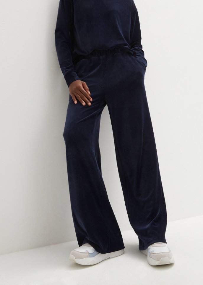 High-Waist-Hose aus Jersey- Cord, lang