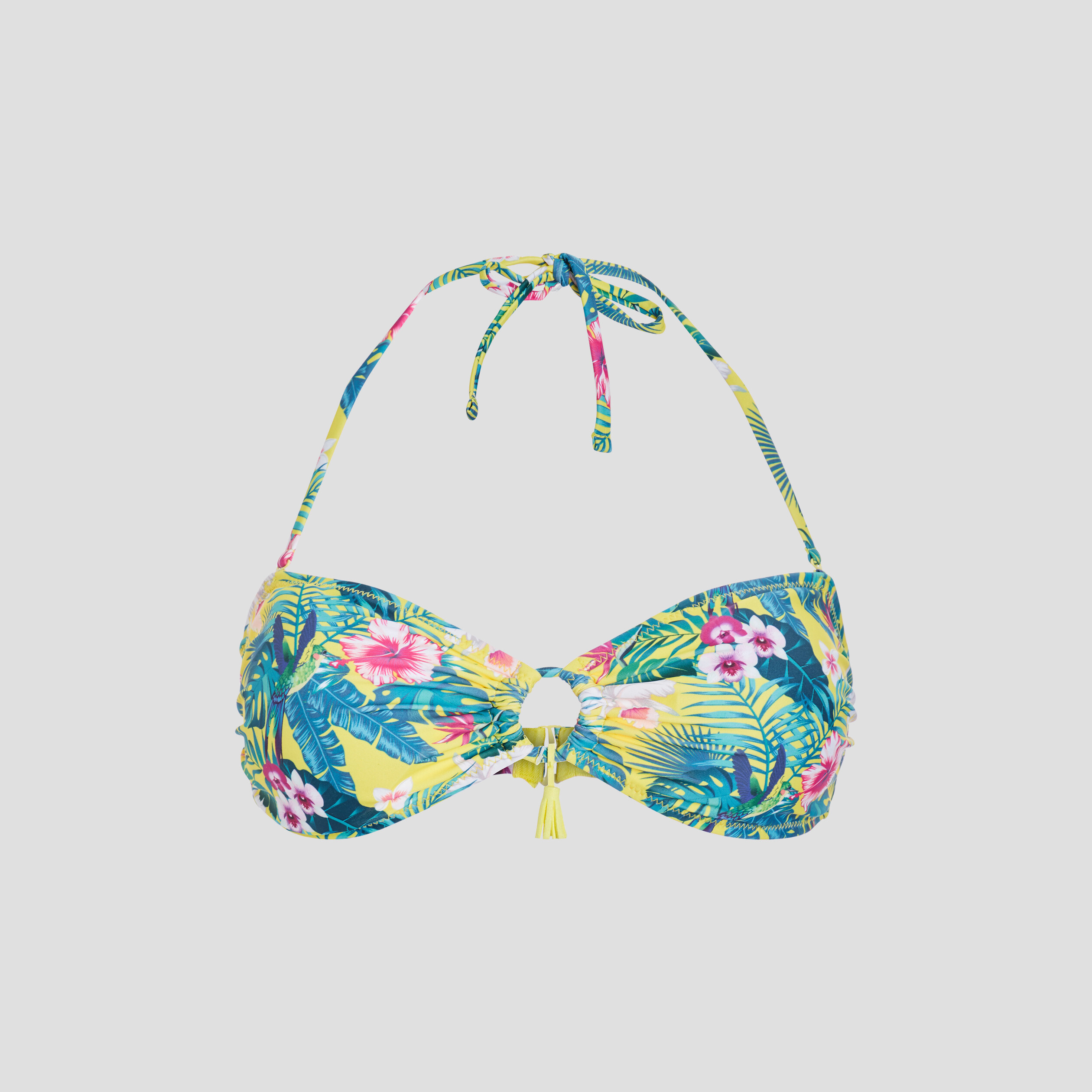 Haut de maillot de bain détail anneau jaune femme | La Halle