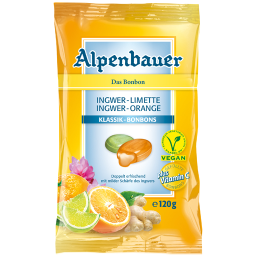 ALPENBAUER Bonbons Ingwer Limette-Orange  120 g  Bonbons