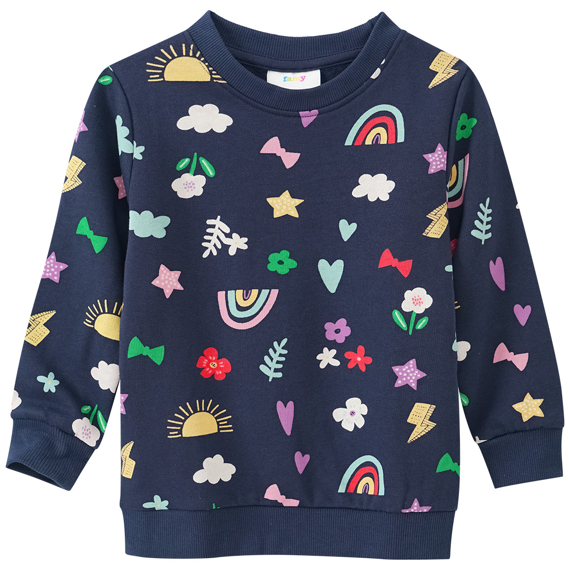 Mädchen Sweatshirt mit bunten Motiven allover