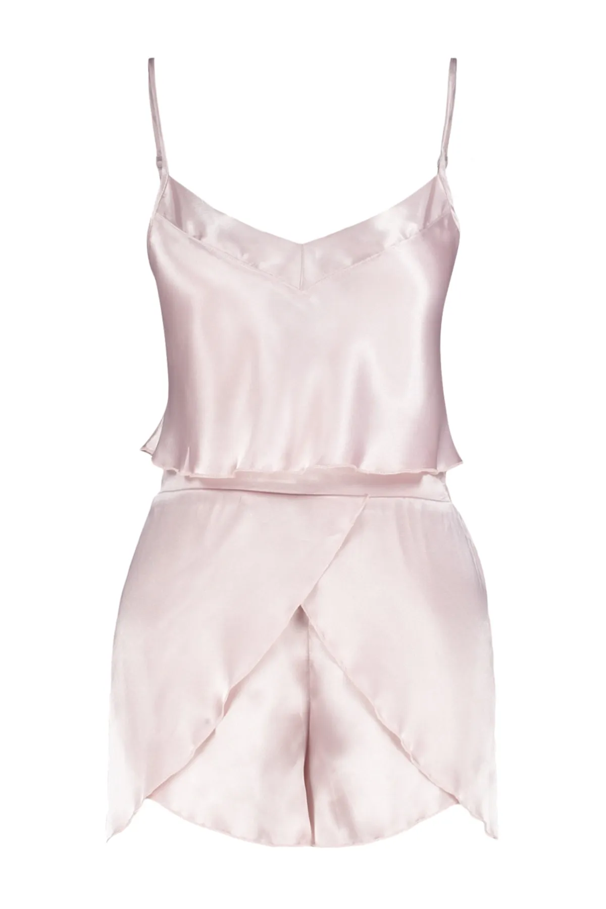 Trendyol Collection  Puderfarbenes Pyjama-Set aus gewebtem Satin mit Seilträgern THMSS23PT00097