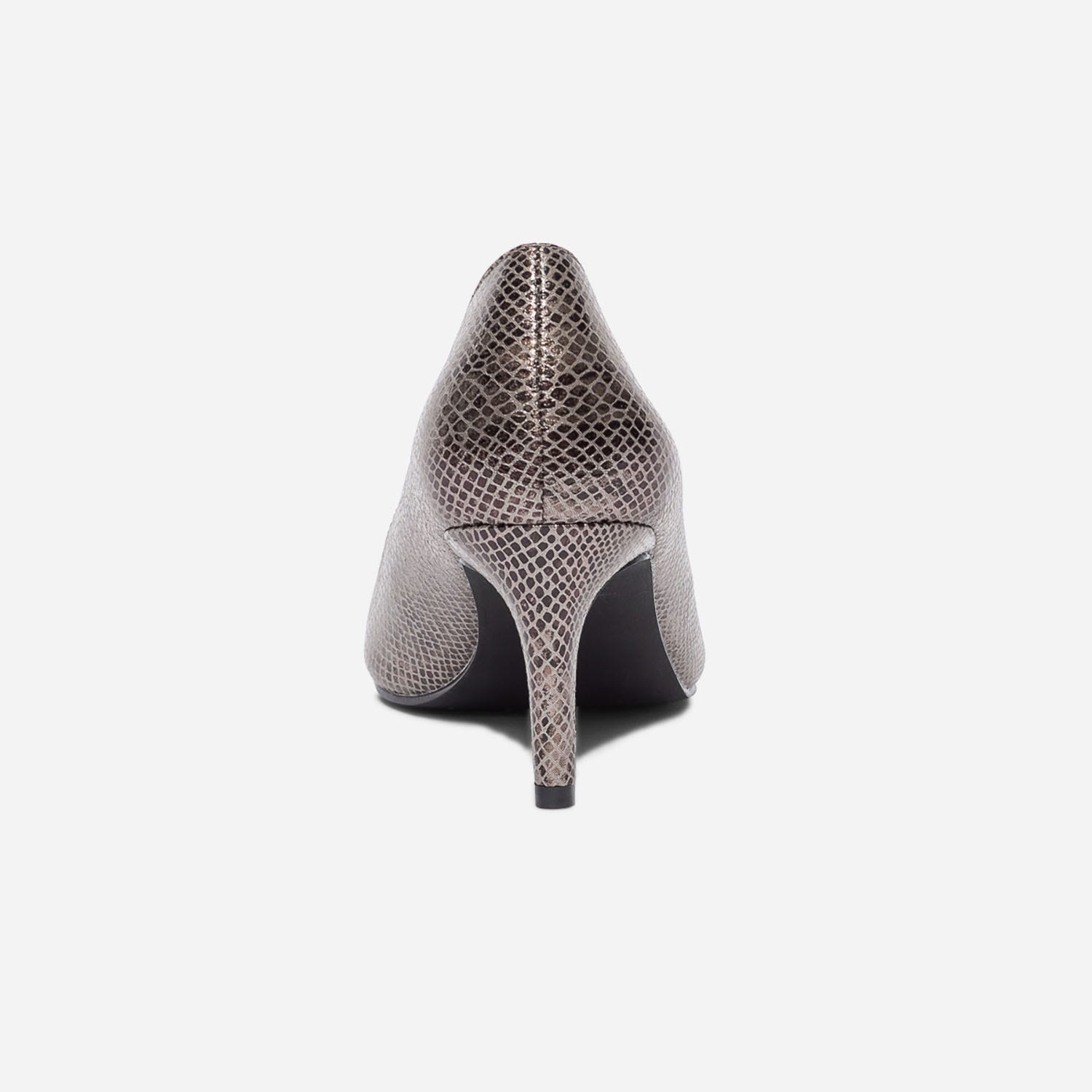 Escarpin taupe effet python métallisé à bout pointu