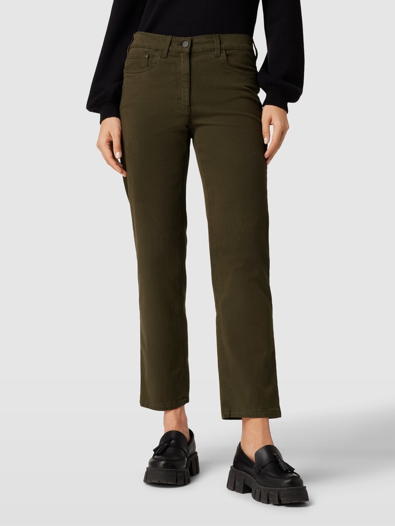 Straight Fit Jeans im 5-Pocket-Design Modell 'Greta' in olivgrün