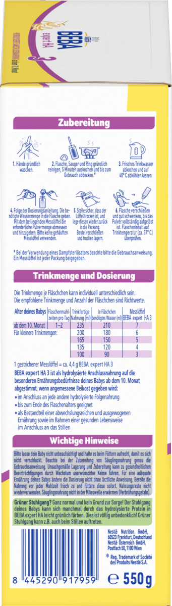 Folgemilch Expert HA3 ab dem 10. Monat, 550 g
