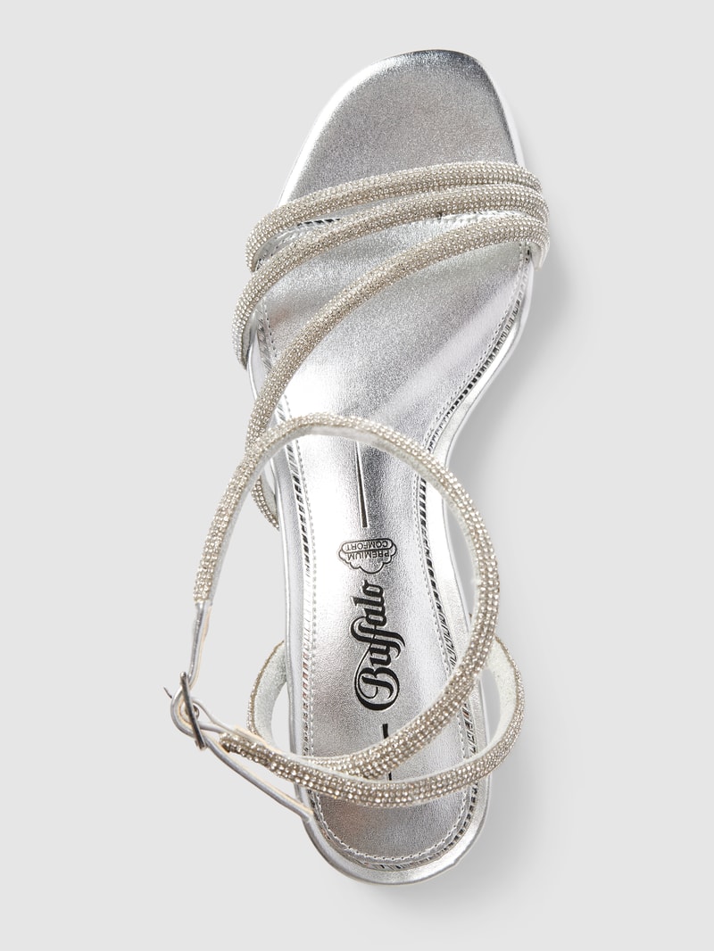 Sandalette mit Allover-Strasssteinbesatz Modell 'LILLY SPARK' in silber