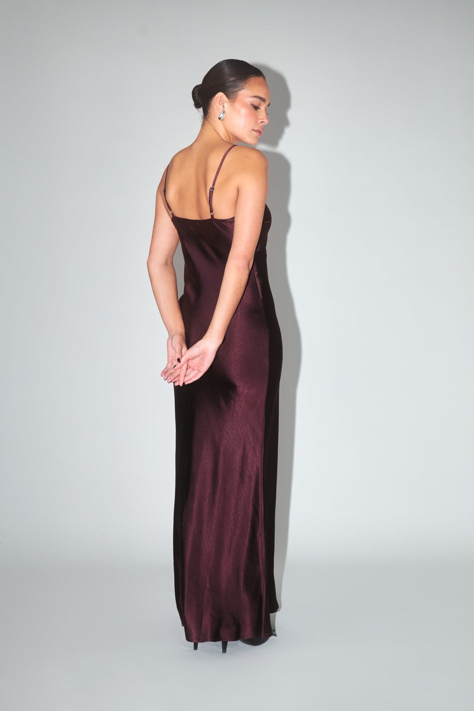 Strap satin maxi dress