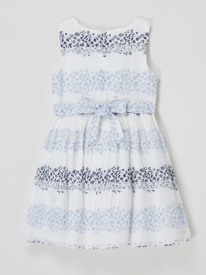 Kleid mit Lochstickerei in bleu