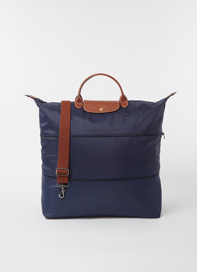 Longchamp Le Pliage Original utvidbar reiseveske med skinndetaljer