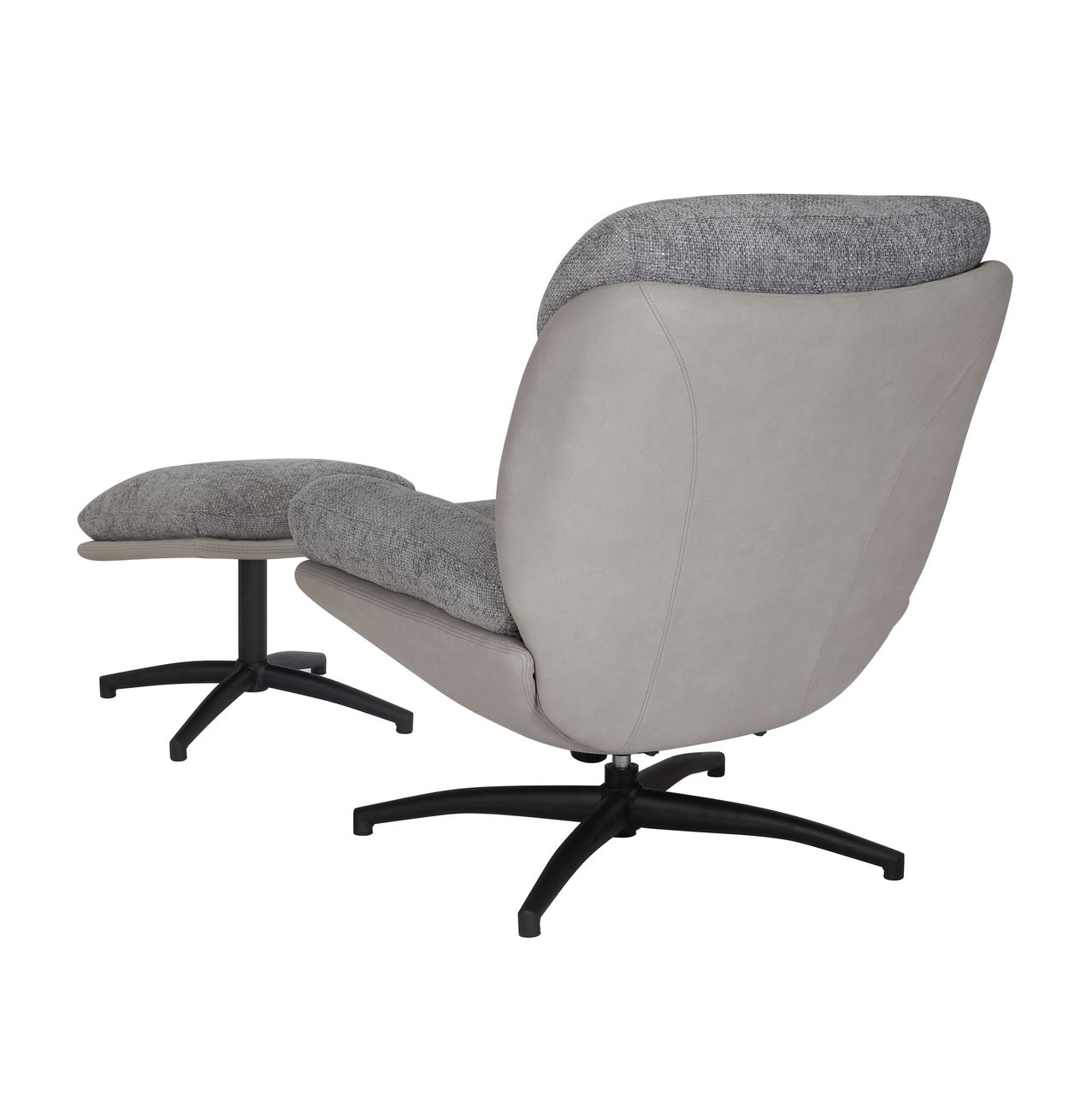 Better Home gepolsterter Drehsessel Relaxsessel mit Hocker, hellgrau