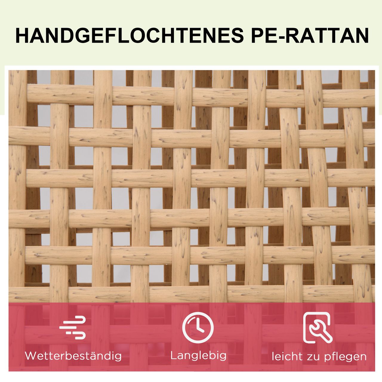 Outsunny Polyrattan Sonnenliege Gartenliege mit Kissen 3-stufig verstellbar Rattanliege Gartenmöbel Liege Stahl Natur 65 x 200 x 31 cm