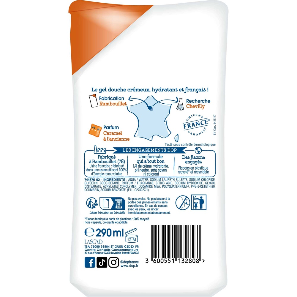 DOP Gel douche Crème Parfum Caramel à l'Ancienne 290ml Gel douche