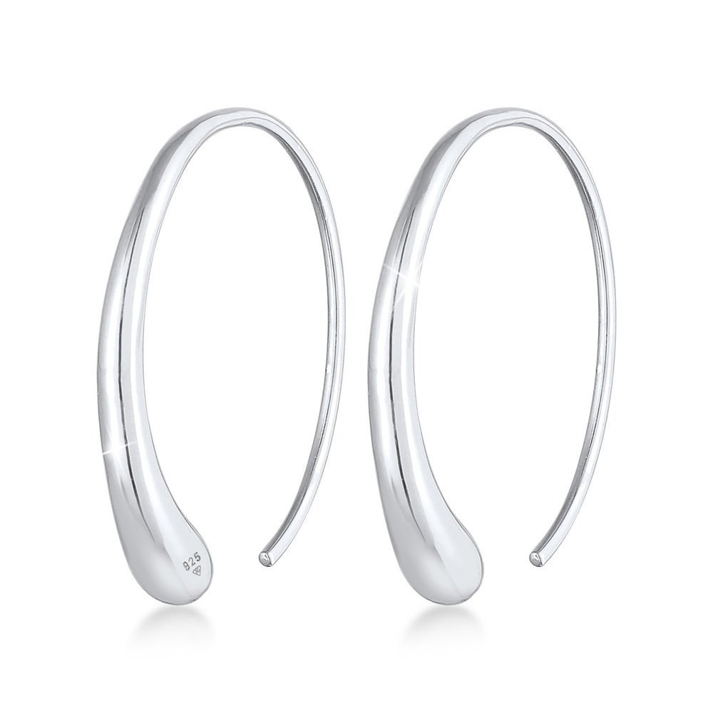 Elli Elli Boucles d'Oreilles Blogueur créole ovale ouvert en argent sterling 925 pour  Boucles d'oreilles