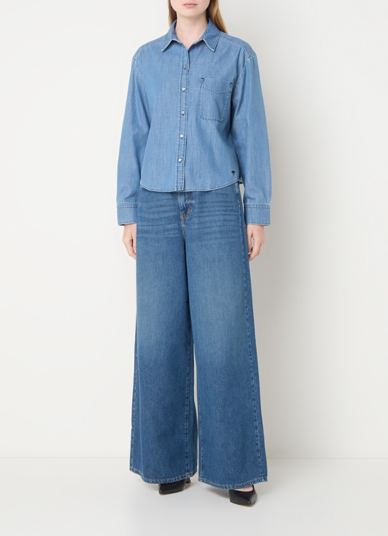 Μπλούζα MaxMara Clio chambray με τσέπη στο στήθος