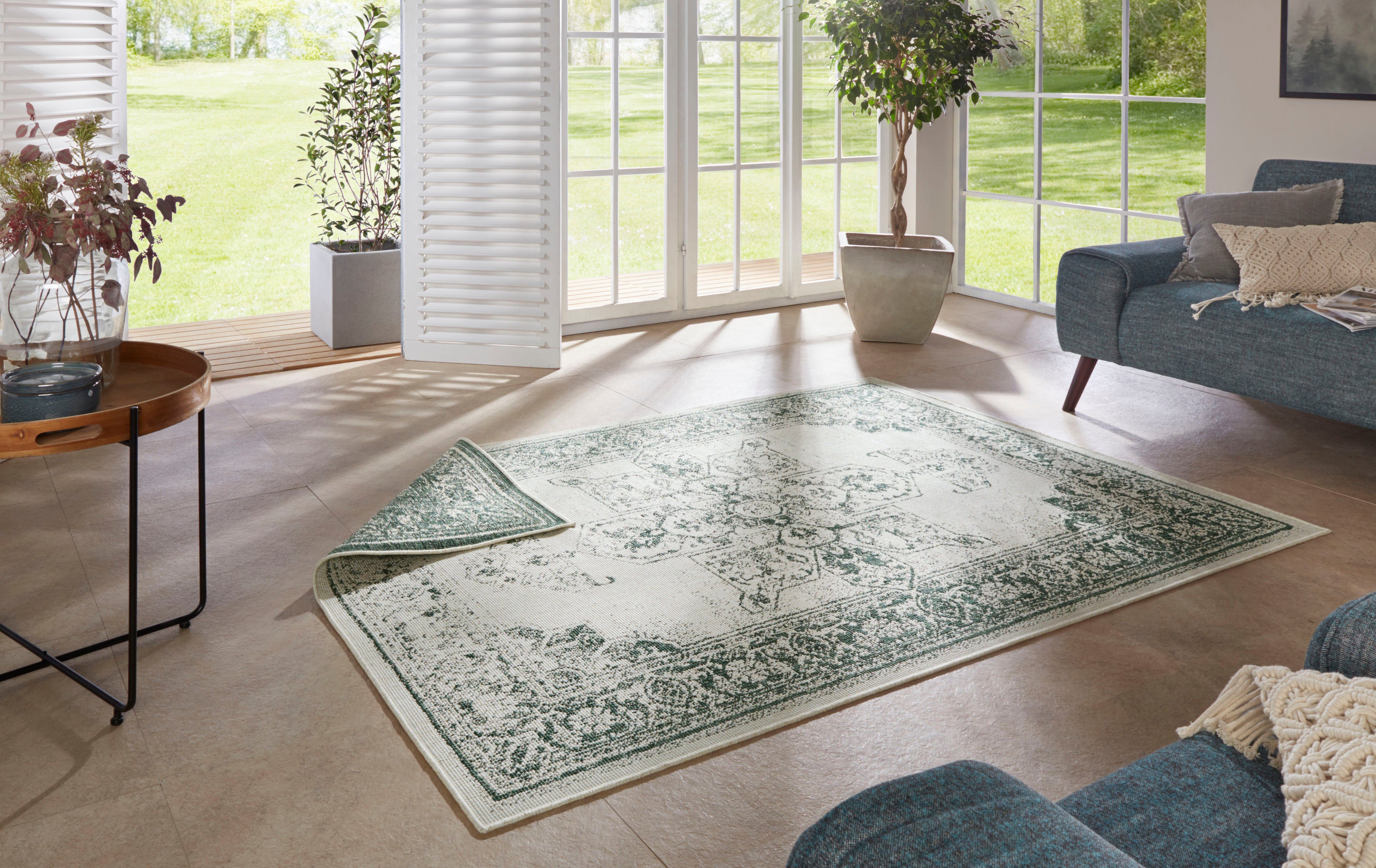 Teppich Borbon Wendeteppich, NORTHRUGS, rechteckig, Höhe: 5 mm, In-& Outdoor, Wetterfest, Balkon, Garten, Wohnzimmer, Wasserfest