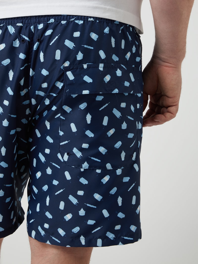 PLUS SIZE Badehose mit Allover-Muster in dunkelblau