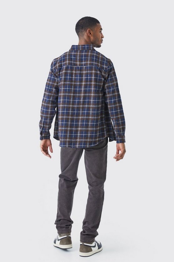 Tall langärmliges kariertes Overshirt