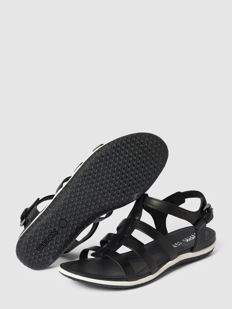 Sandalen mit Dornschließe in metallic in schwarz