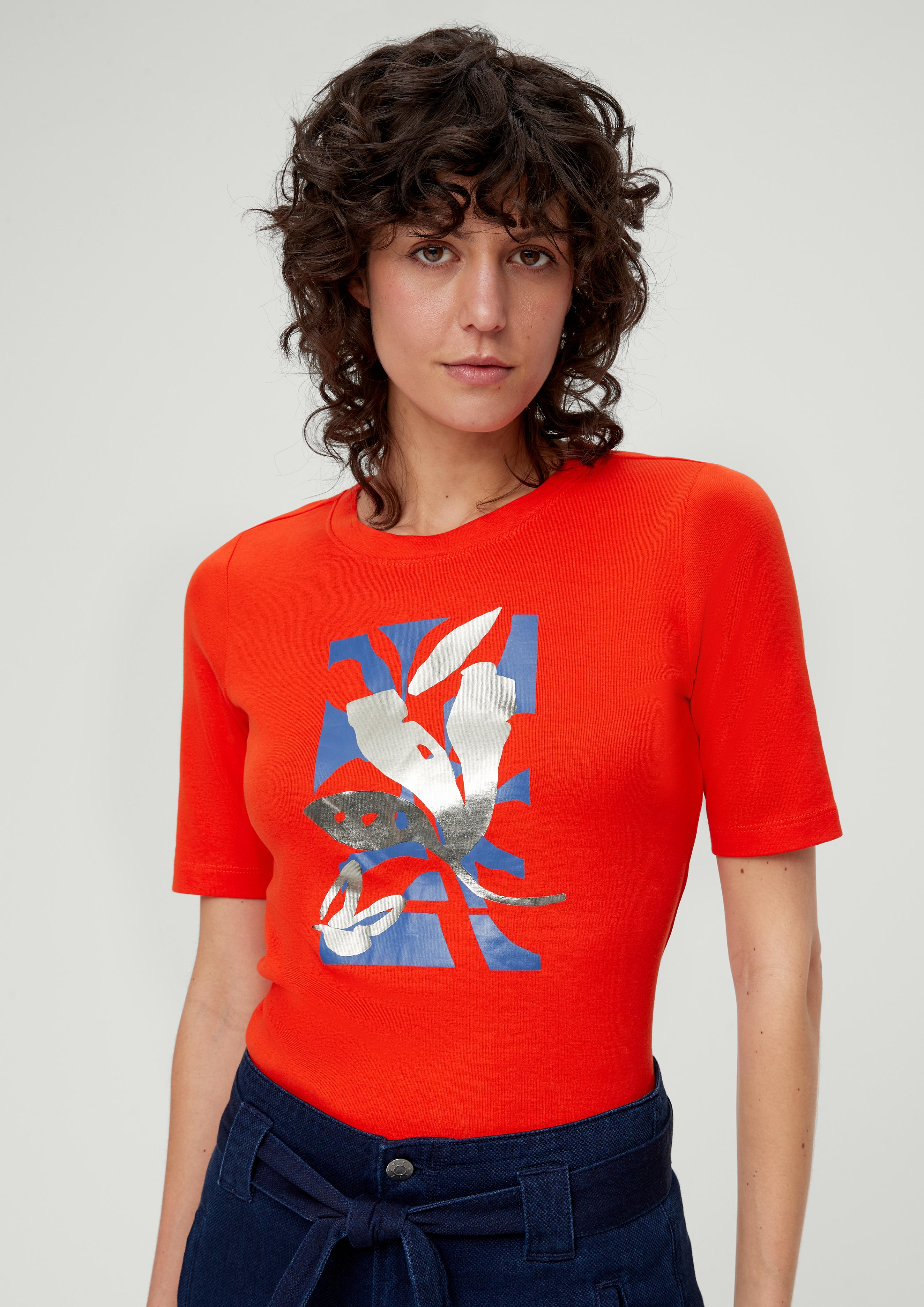 Baumwollshirt mit glänzendem Frontprint  2133065-25D1