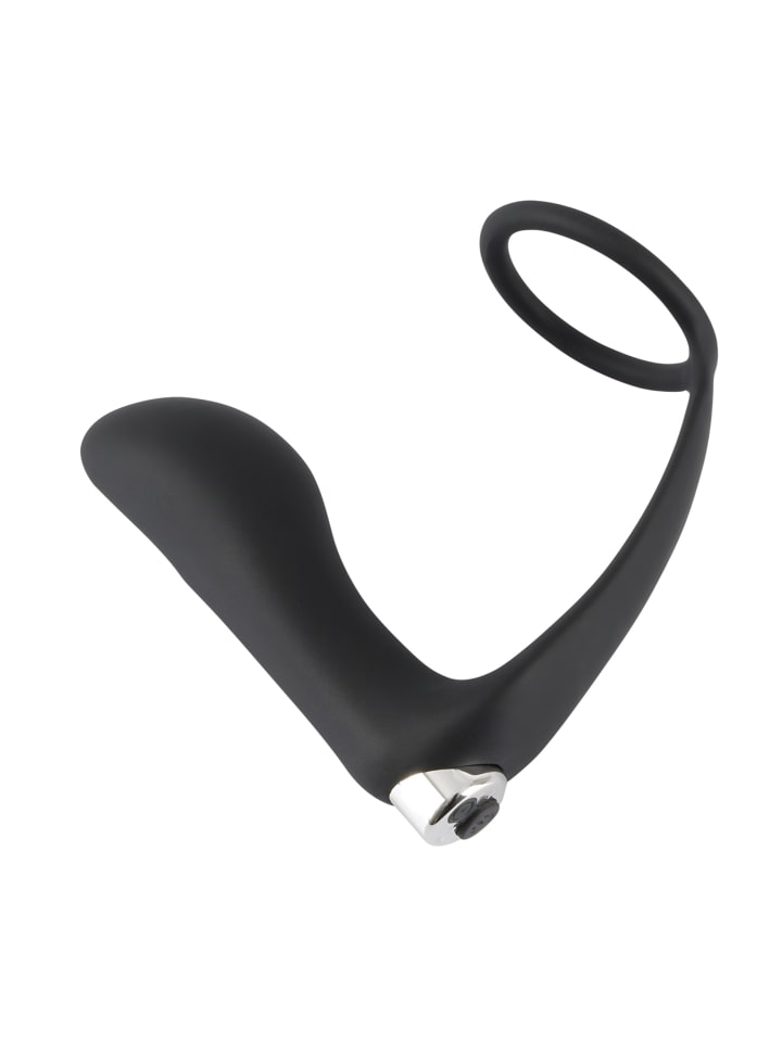 Black Velvets Analplug mit Penisring Vibrating Ring & Plug in schwarz günstig kaufen 10,8 cm