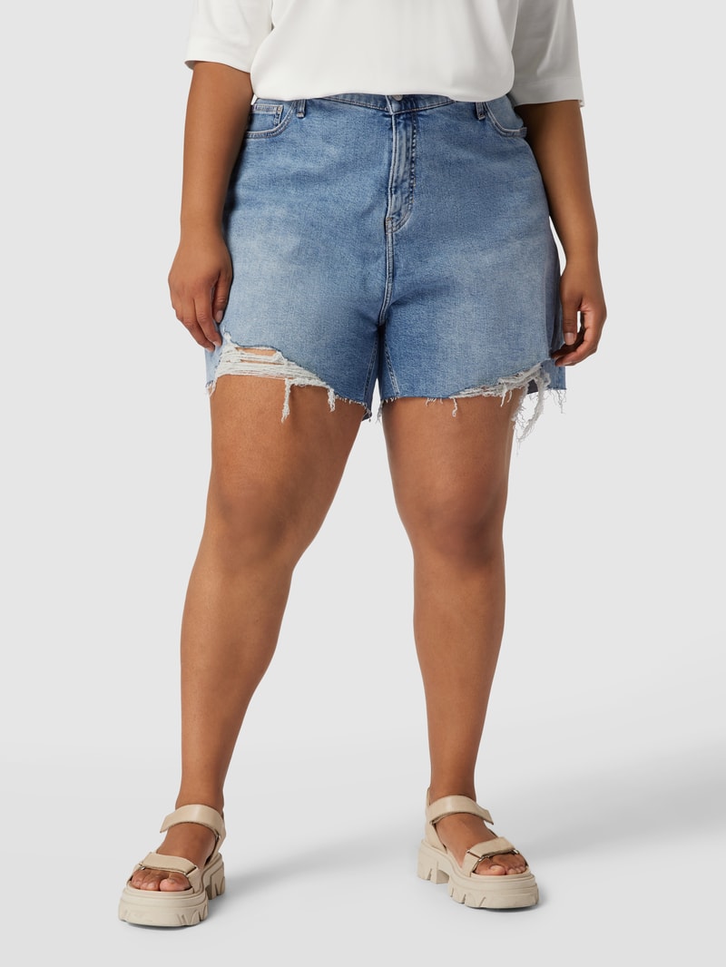 PLUS SIZE Jeansshorts mit Label-Patch aus Leder Modell 'Mom' in jeans