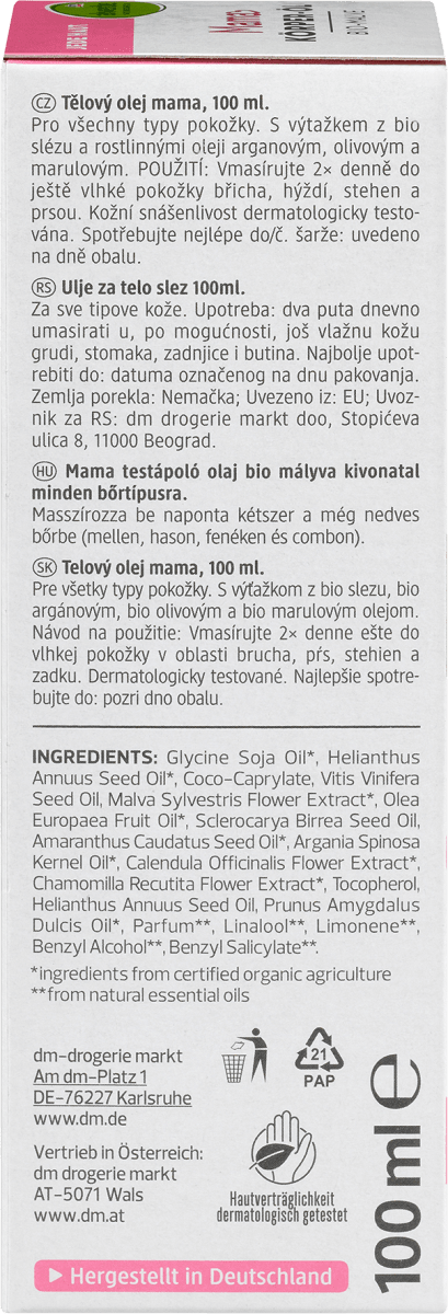 Mama Körperöl Bio-Malve, 100 ml